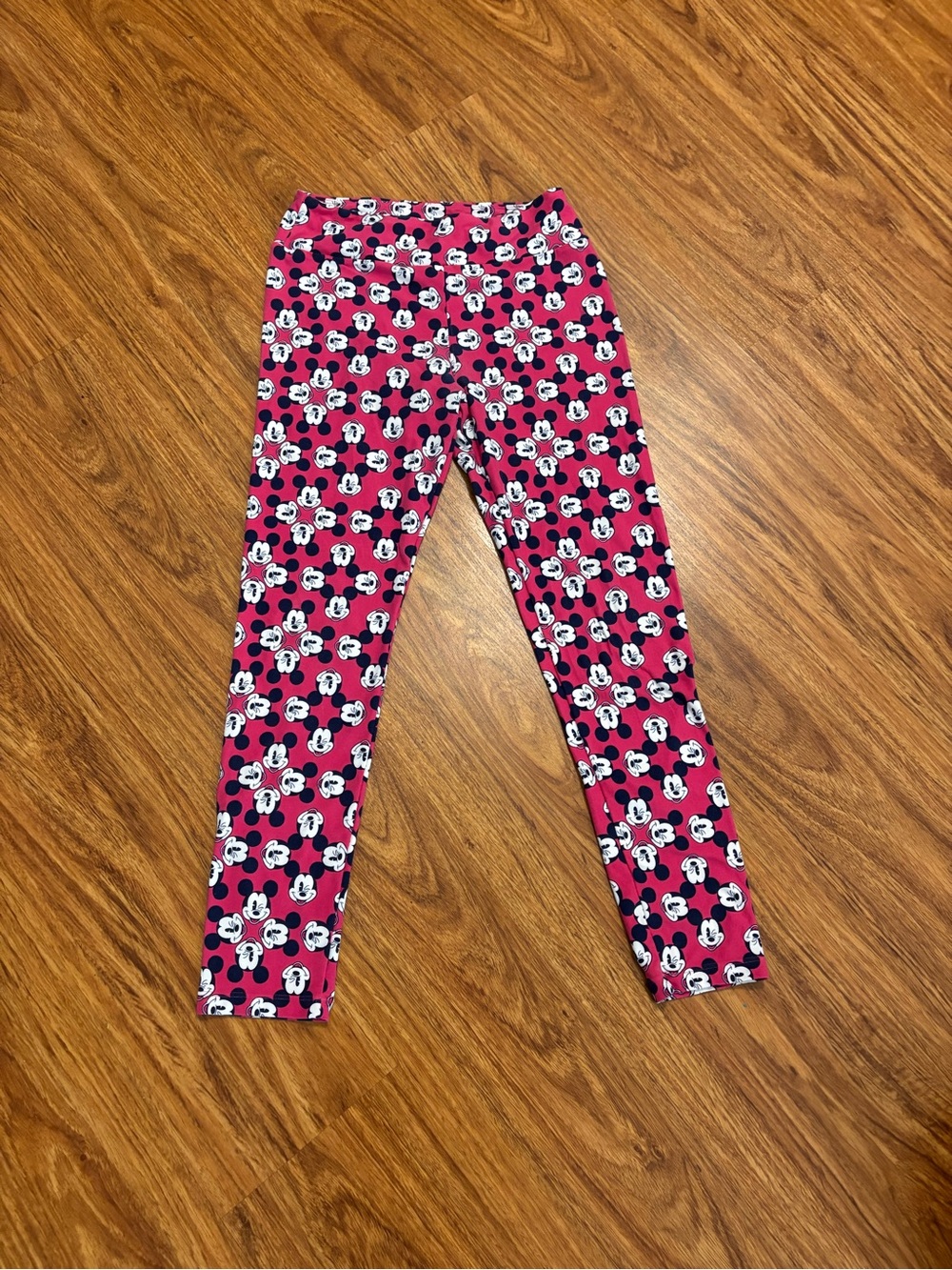 Mickey Mouse Lularoe dark pink leggings with repeating Mickey faces - Size OS